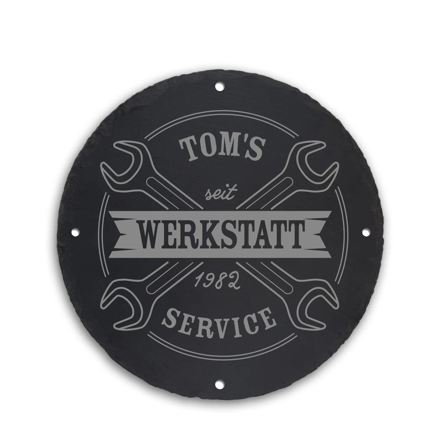 WERKSTATT - Personalisiertes Schieferschild für KFZ Bastler - Jeske Design