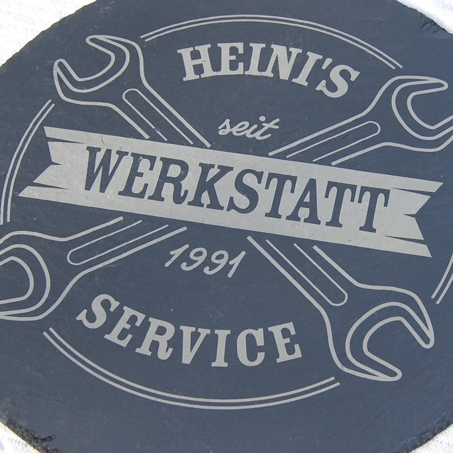 WERKSTATT - Personalisiertes Schieferschild für KFZ Bastler - Jeske Design