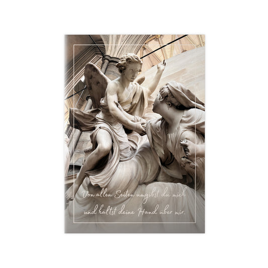 Fotopapier-Poster – „Schutzengel“ Sakrale Skulptur mit philosophischem Text