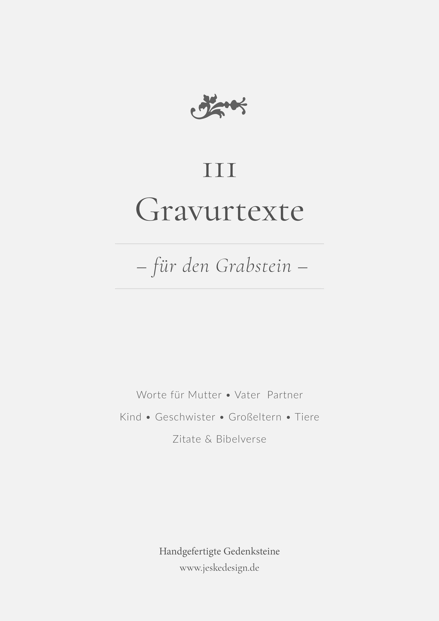 Cover vom PDF "111 Gravurtexte für den Grabstein" von Jeske Design