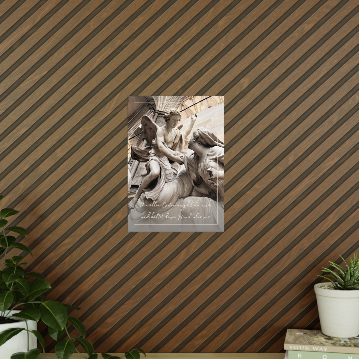 Fotopapier-Poster – „Schutzengel“ Sakrale Skulptur mit philosophischem Text