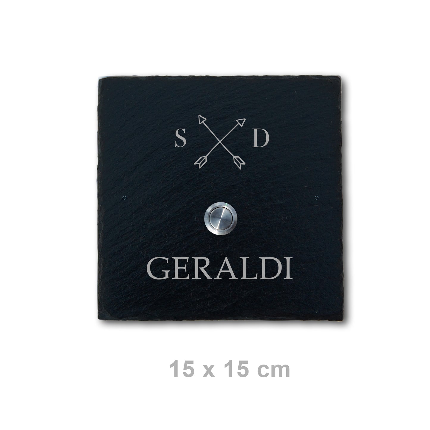 Klingelschild aus Schiefer - Motiv PFEILKREUZ - Jeske Design