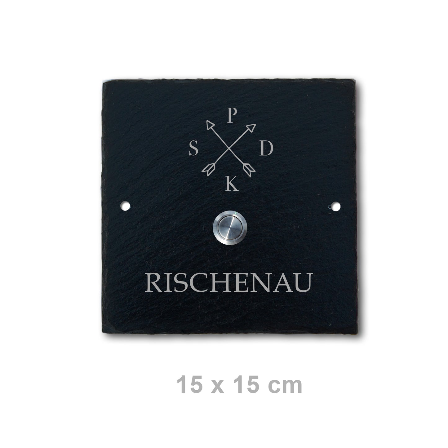 Klingelschild aus Schiefer - Motiv PFEILKREUZ - Jeske Design