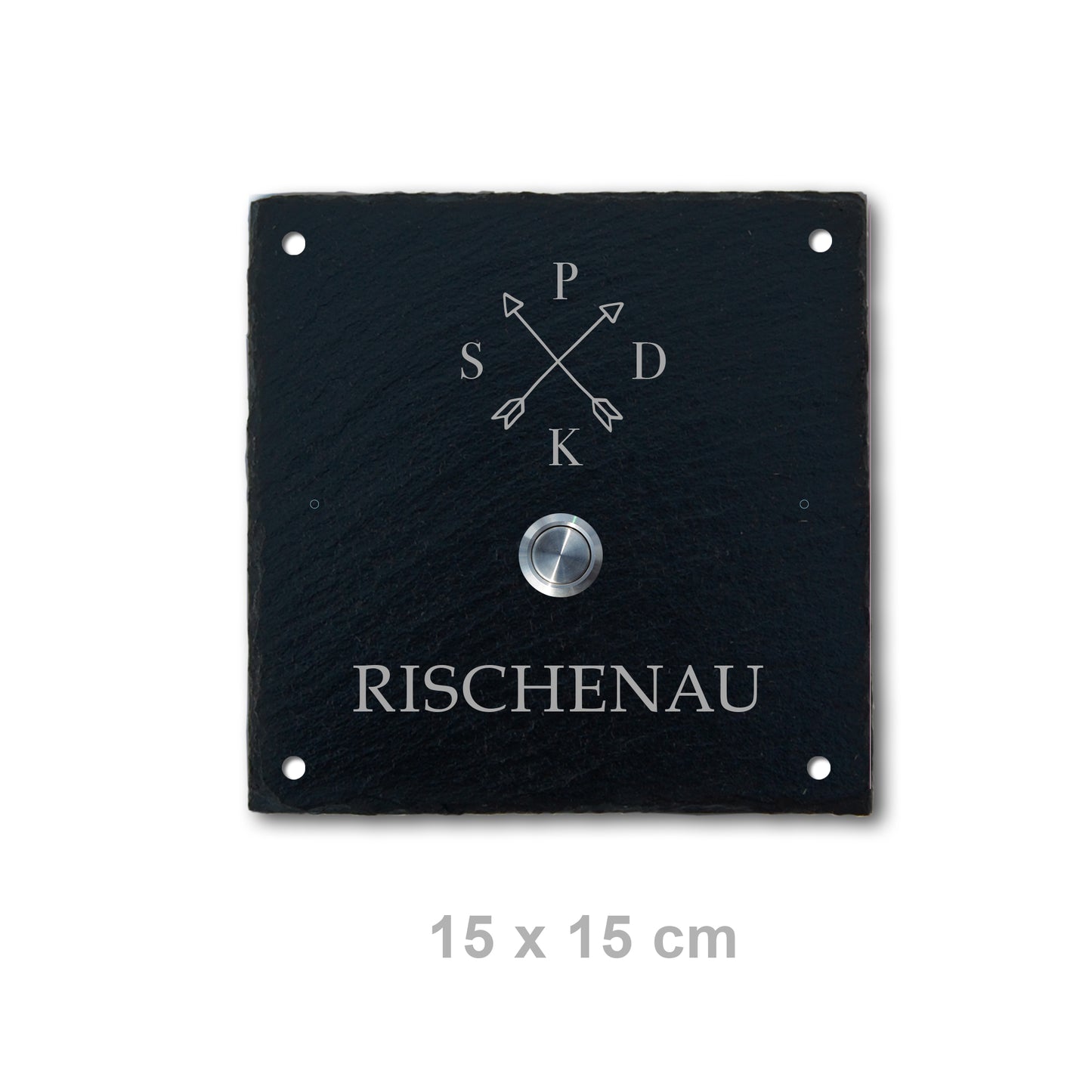 Klingelschild aus Schiefer - Motiv PFEILKREUZ - Jeske Design
