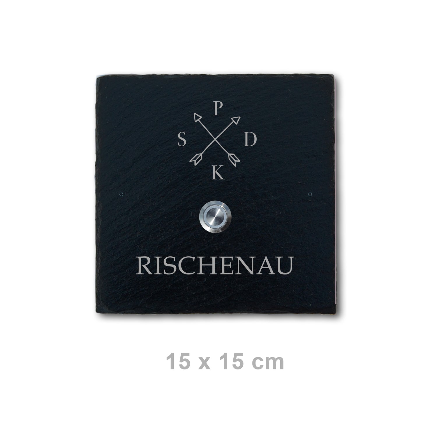 Klingelschild aus Schiefer - Motiv PFEILKREUZ - Jeske Design