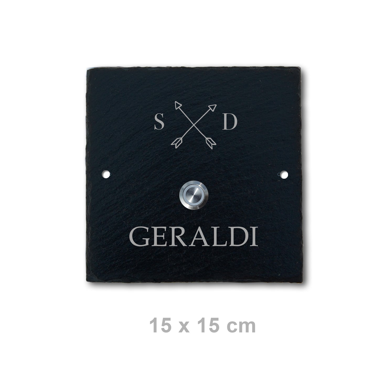 Klingelschild aus Schiefer - Motiv PFEILKREUZ - Jeske Design