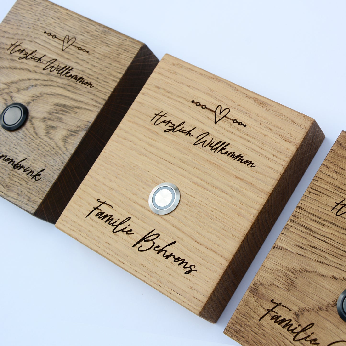 Holz Klingelschild aus EICHE - Motiv HAUSTIER - Jeske Design