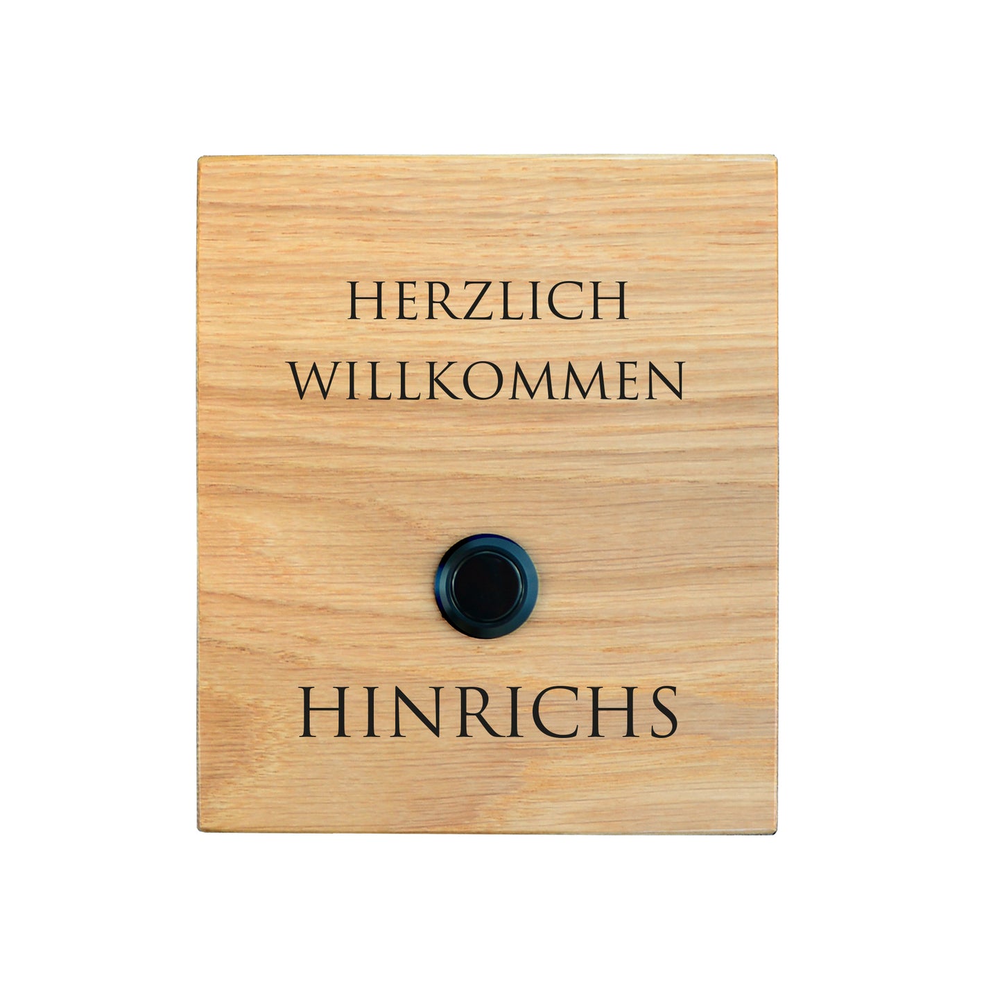 Klassisches Klingelschild aus Eiche - Motiv HINRICHS - Jeske Design