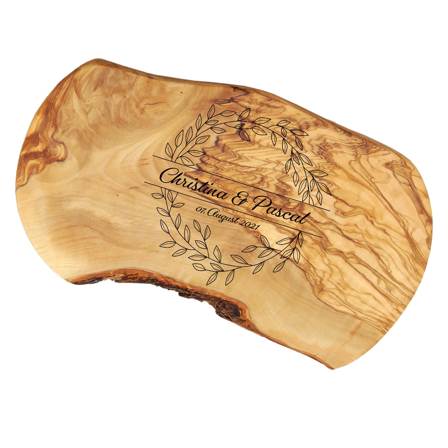 KRANZ - Personalisiertes Olivenholzbrett mit Gravur - Jeske Design