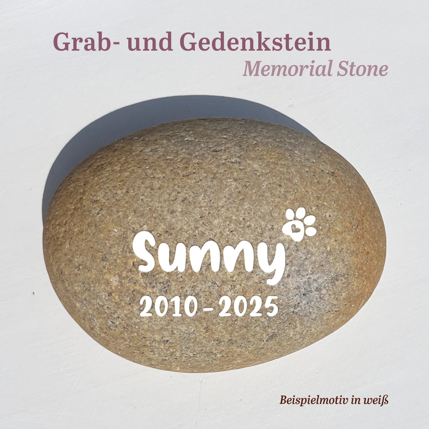 Tiergrabstein für Hund & Katze aus Naturstein - Stein Nr A-5 mit eingeweißter Gravur - Jeske Design