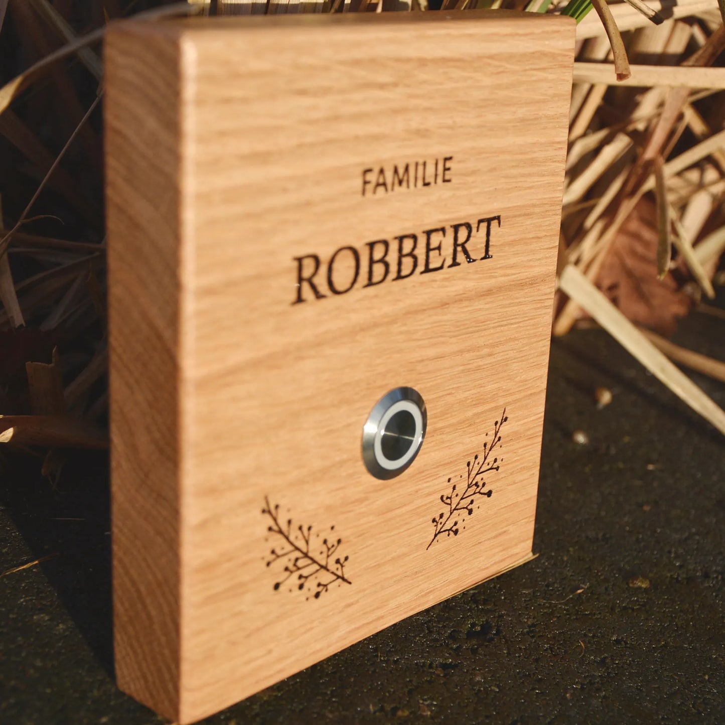 Holz Klingelschild aus Eiche - Motiv BRÜGGEMANN - Jeske Design