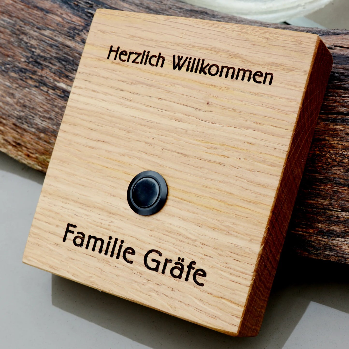 Holz Klingelschild aus Eiche - Motiv FEININGER - Jeske Design