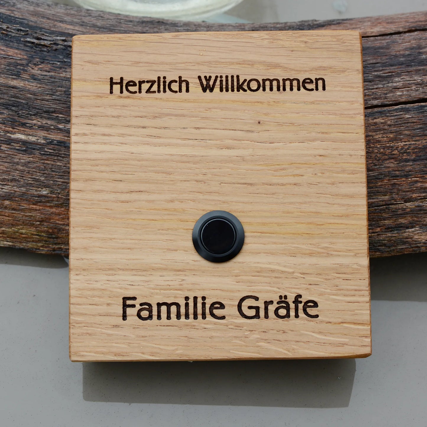 Holz Klingelschild aus Eiche - Motiv FEININGER - Jeske Design