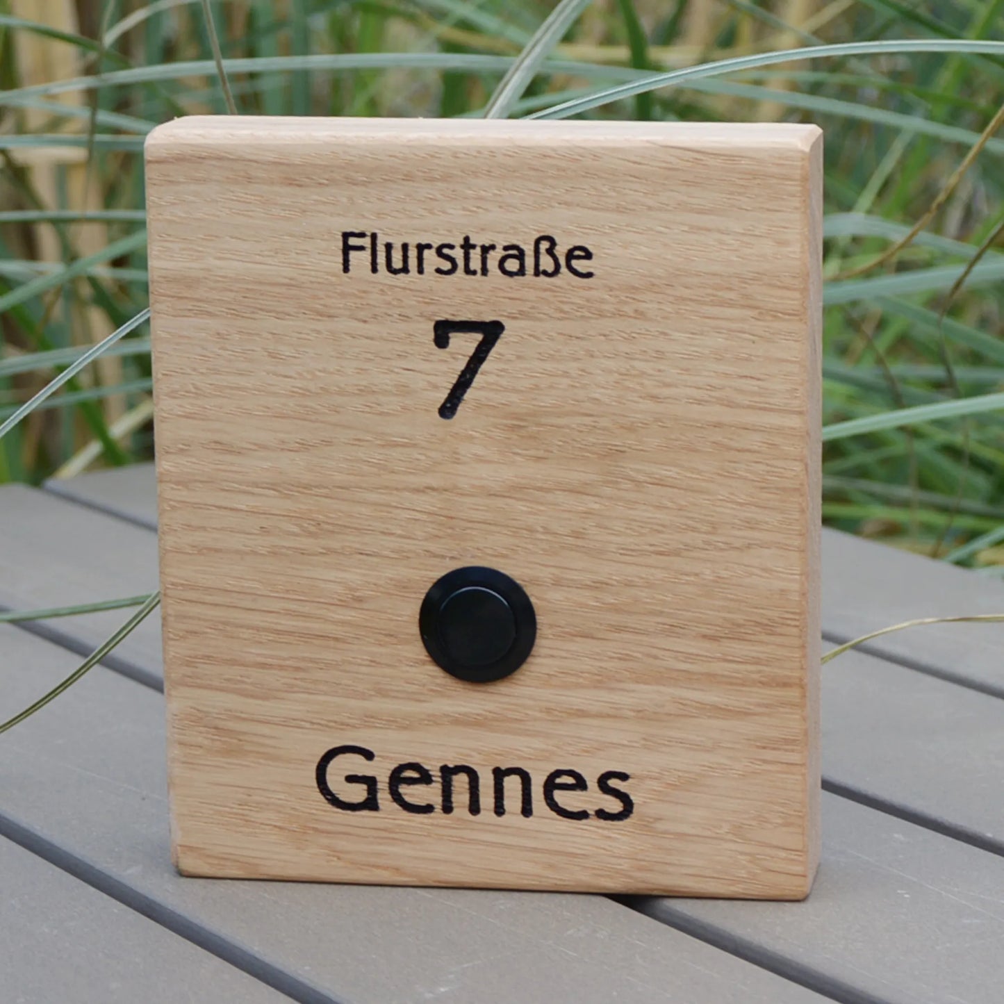 Holz Klingelschild aus Eiche - Motiv FEININGER - Jeske Design