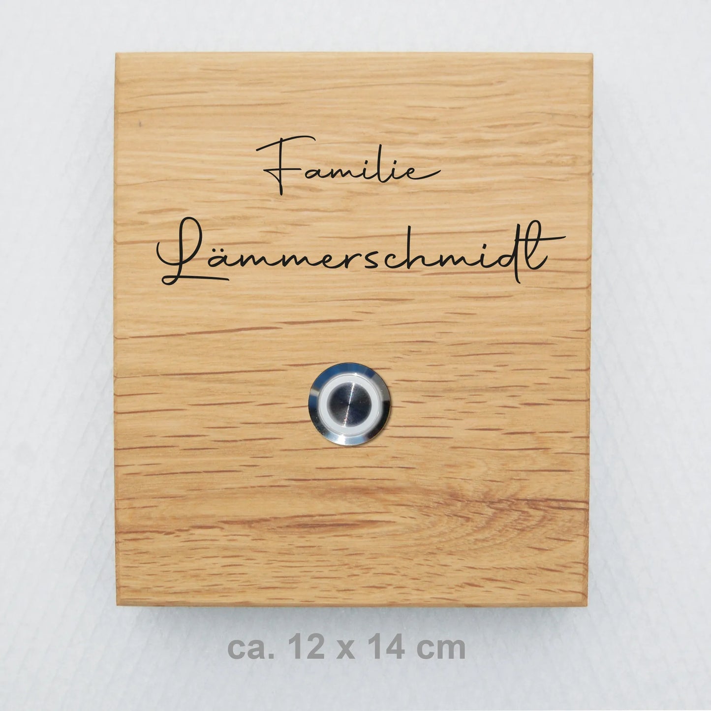 Holz Klingelschild aus EICHE - Motiv LÄMMERSCHMIDT - Jeske Design