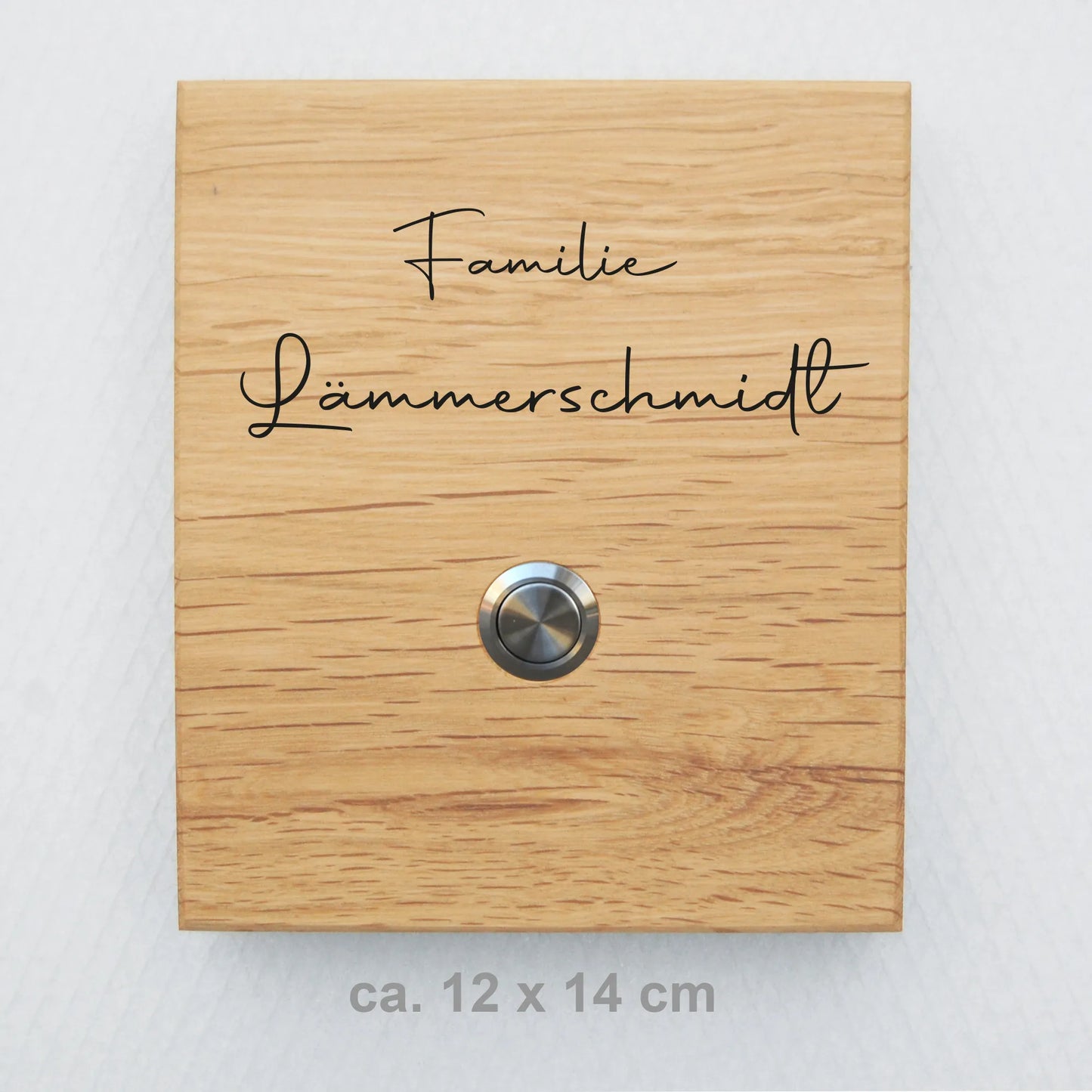 Holz Klingelschild aus EICHE - Motiv LÄMMERSCHMIDT - Jeske Design