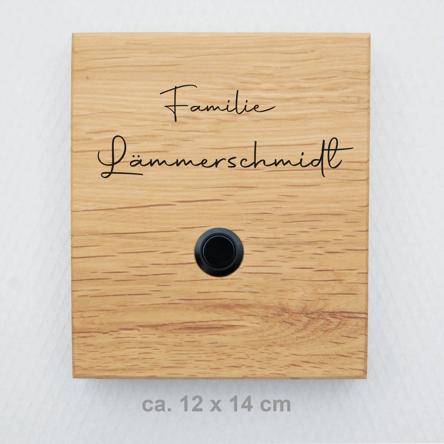 Holz Klingelschild aus EICHE - Motiv LÄMMERSCHMIDT - Jeske Design