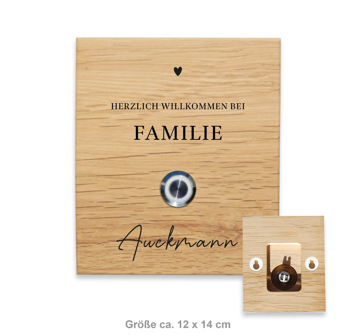 Holz Klingelschild aus Eiche - Motiv GILBERT - Jeske Design