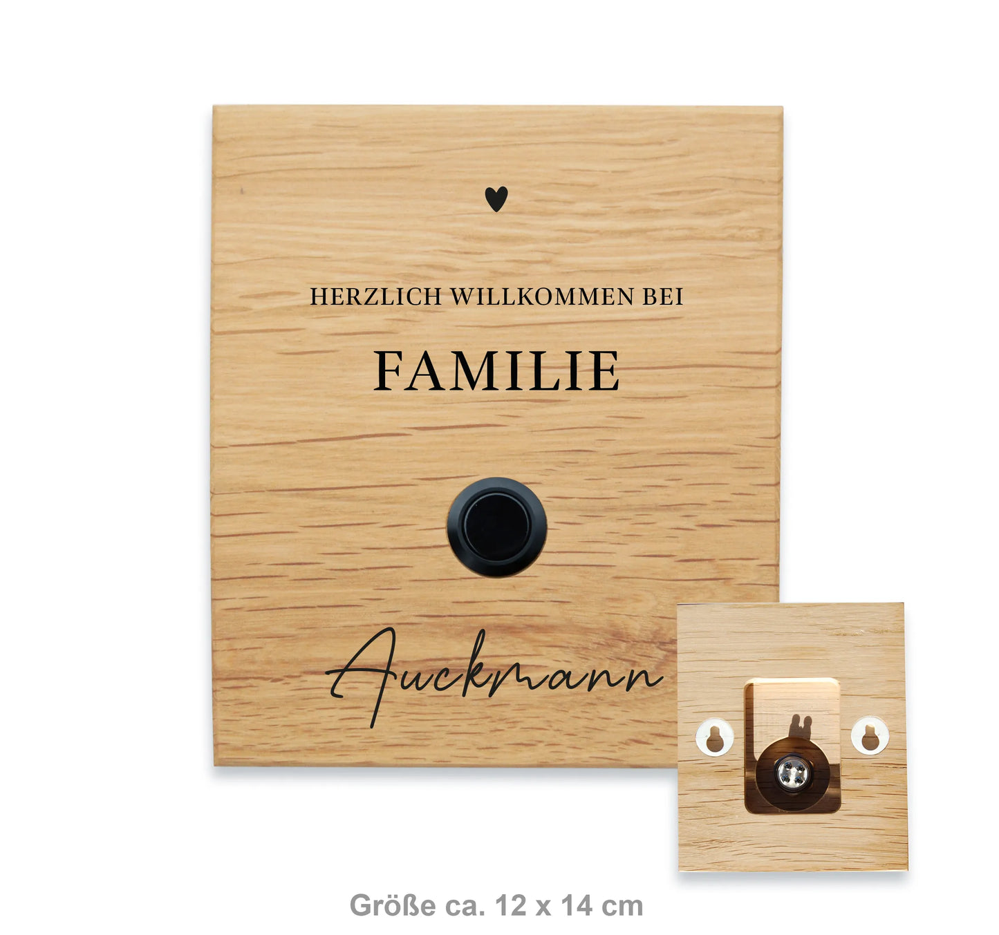 Holz Klingelschild aus Eiche - Motiv GILBERT - Jeske Design