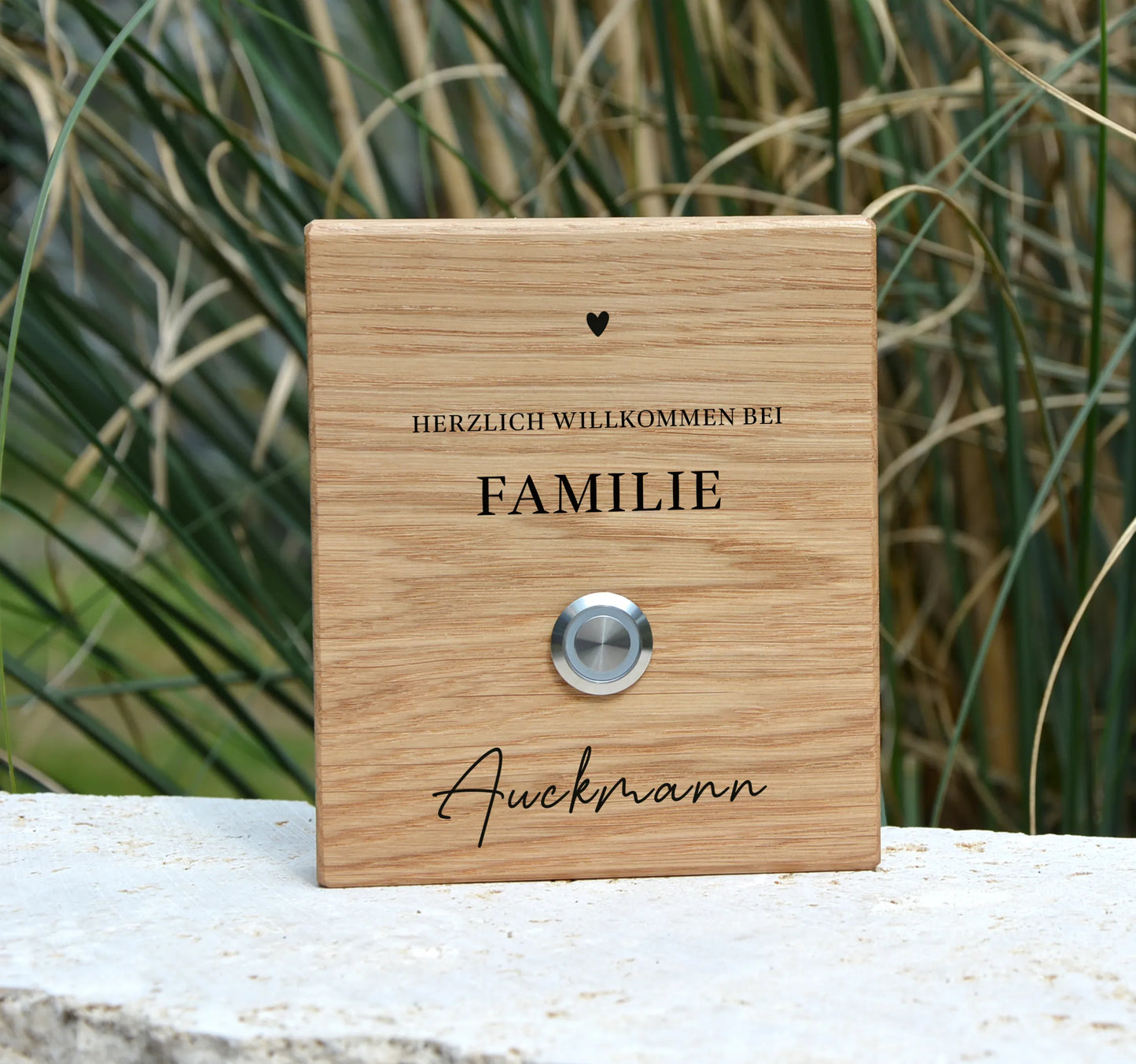 Holz Klingelschild aus Eiche - Motiv GILBERT - Jeske Design