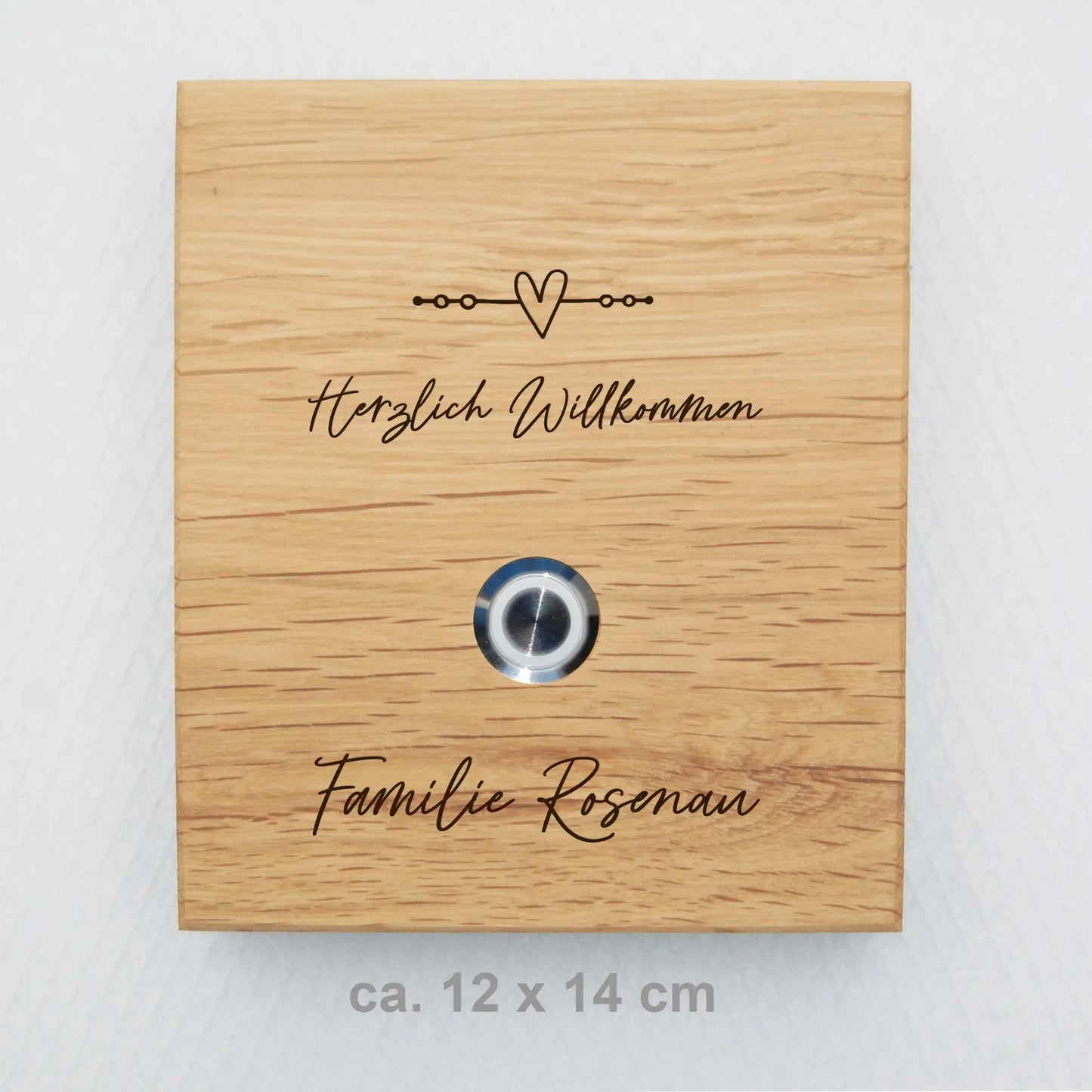 Holz Klingelschild aus Eiche - Motiv ROSENAU - Jeske Design