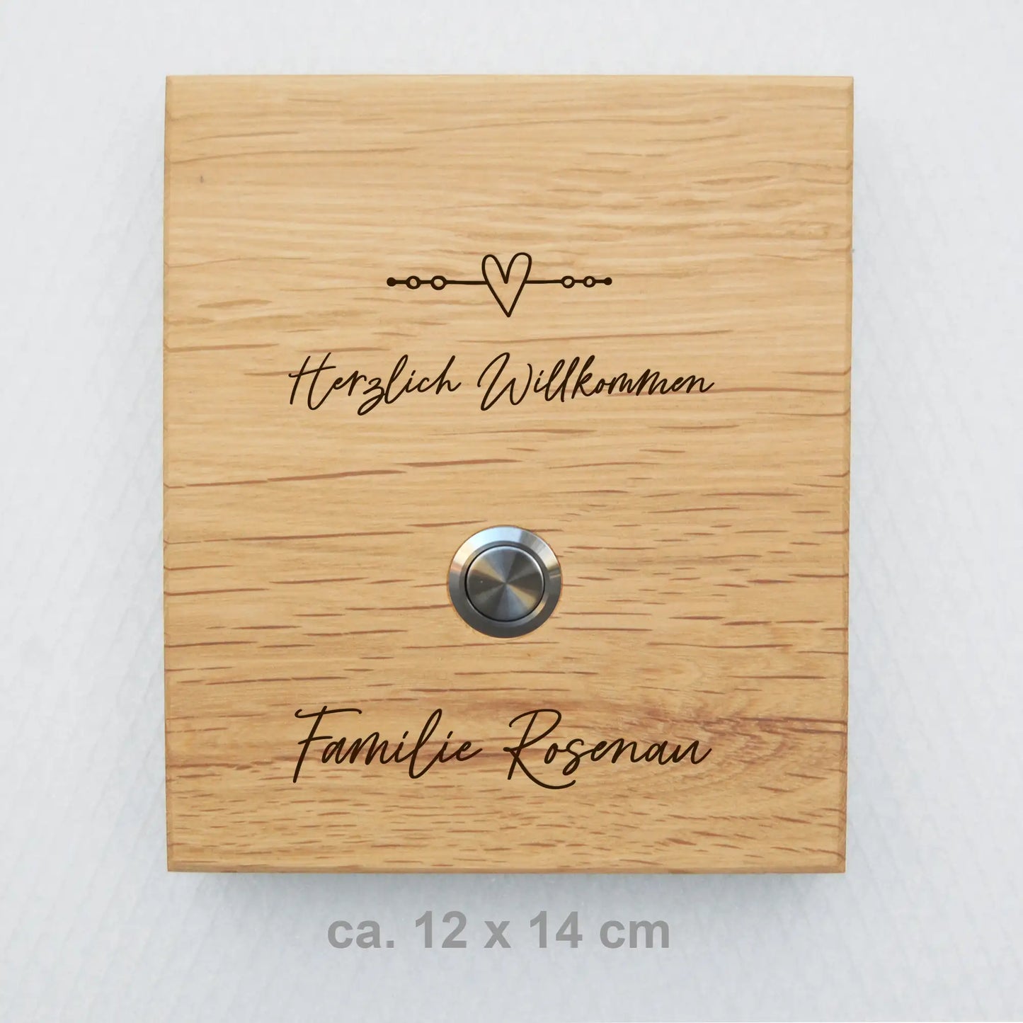 Holz Klingelschild aus Eiche - Motiv ROSENAU - Jeske Design