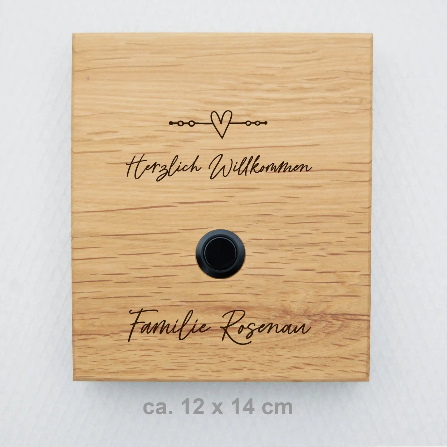 Holz Klingelschild aus Eiche - Motiv ROSENAU - Jeske Design