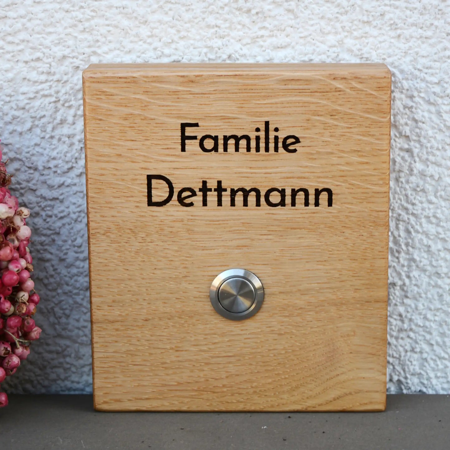 Holz Klingelschild aus Eiche - Motiv HOFFMANN - Jeske Design