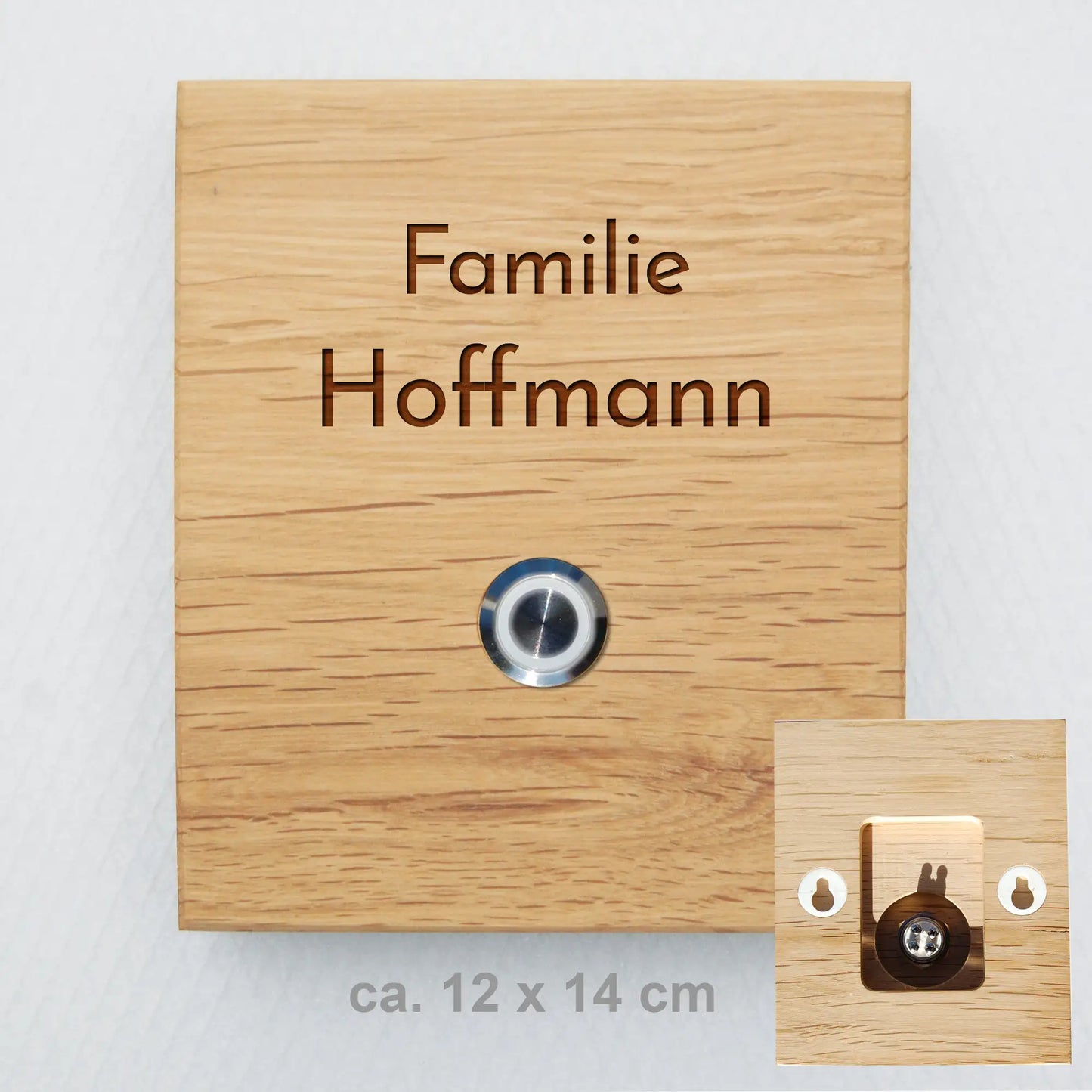 Holz Klingelschild aus Eiche - Motiv HOFFMANN - Jeske Design