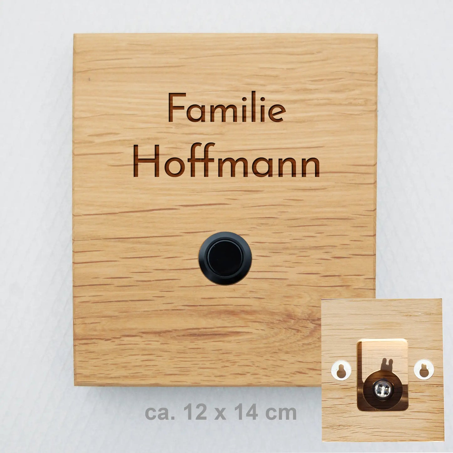 Holz Klingelschild aus Eiche - Motiv HOFFMANN - Jeske Design