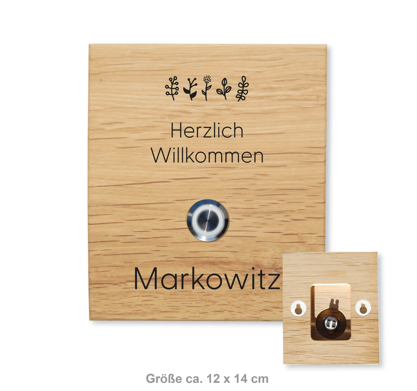 Holz Klingelschild aus Eiche - Motiv MARKOWITZ - Jeske Design