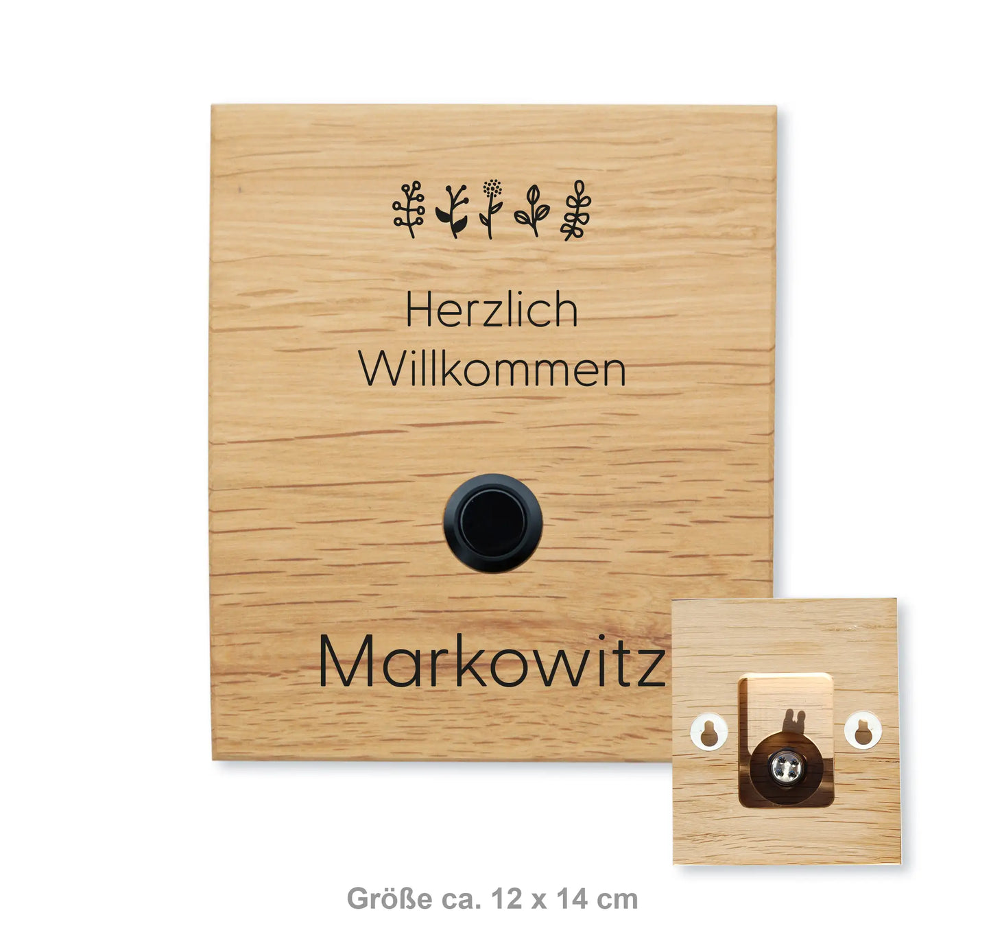 Holz Klingelschild aus Eiche - Motiv MARKOWITZ - Jeske Design