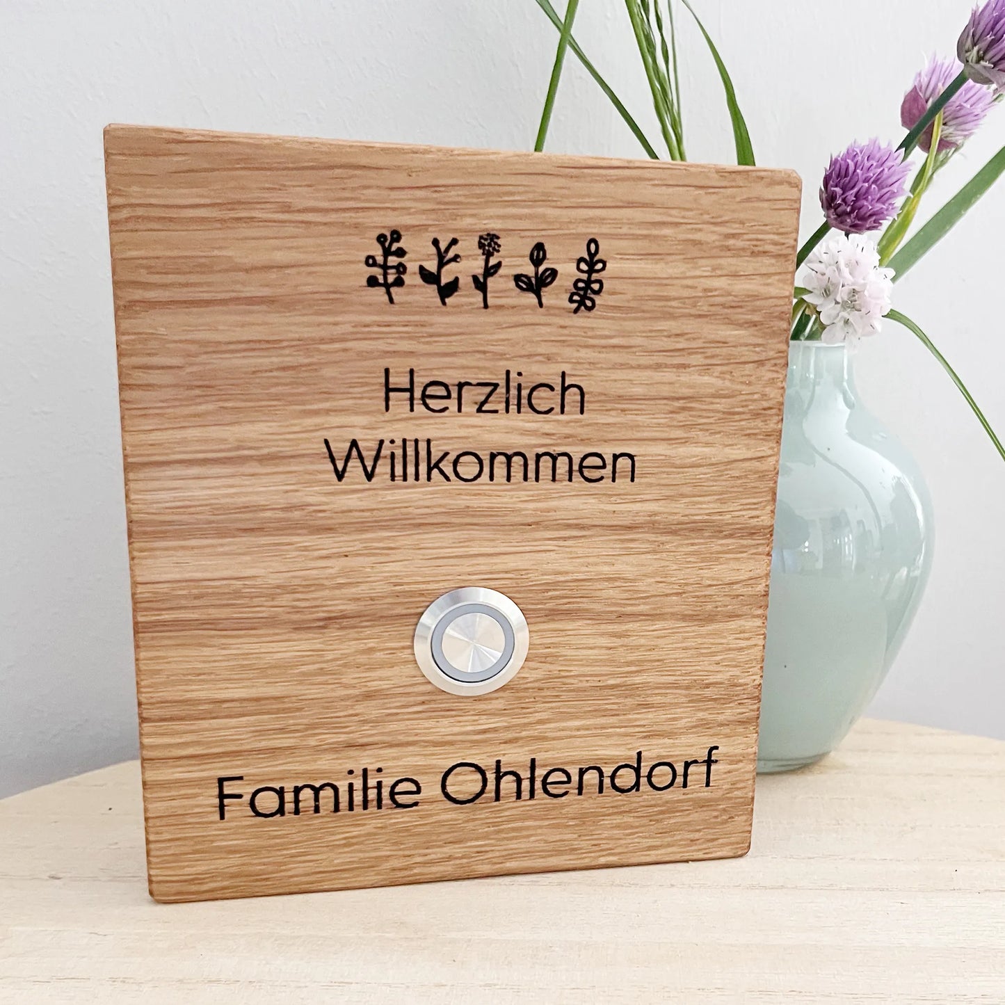 Holz Klingelschild aus Eiche - Motiv MARKOWITZ - Jeske Design