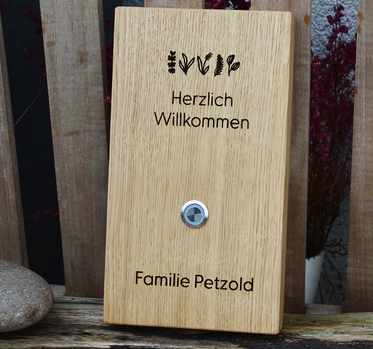 Holz Klingelschild aus Eiche - Motiv MARKOWITZ - Jeske Design