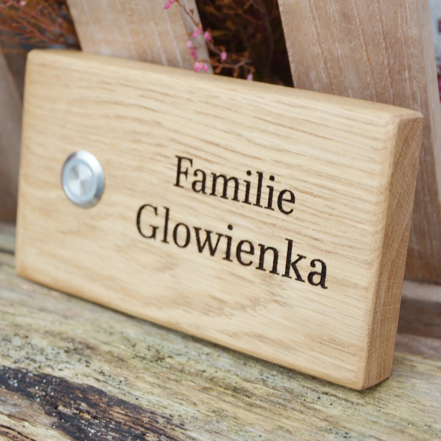 Edles Klingelschild aus Eiche - Querformat - Jeske Design