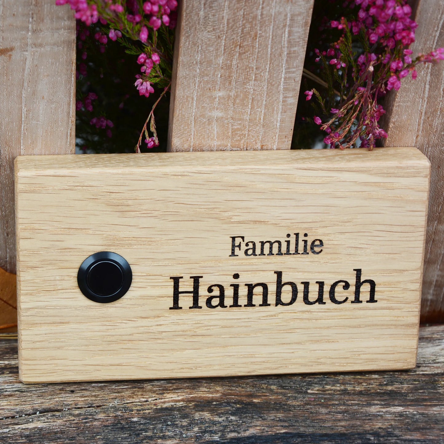 Edles Klingelschild aus Eiche - Querformat - Jeske Design