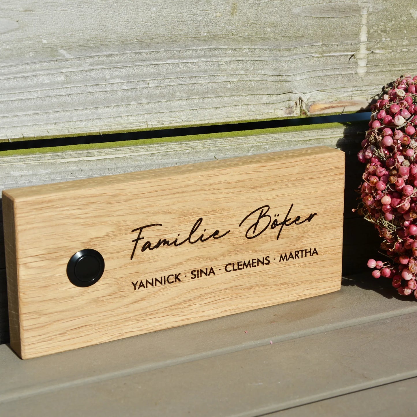 Edles Klingelschild aus Eiche - Querformat - Jeske Design