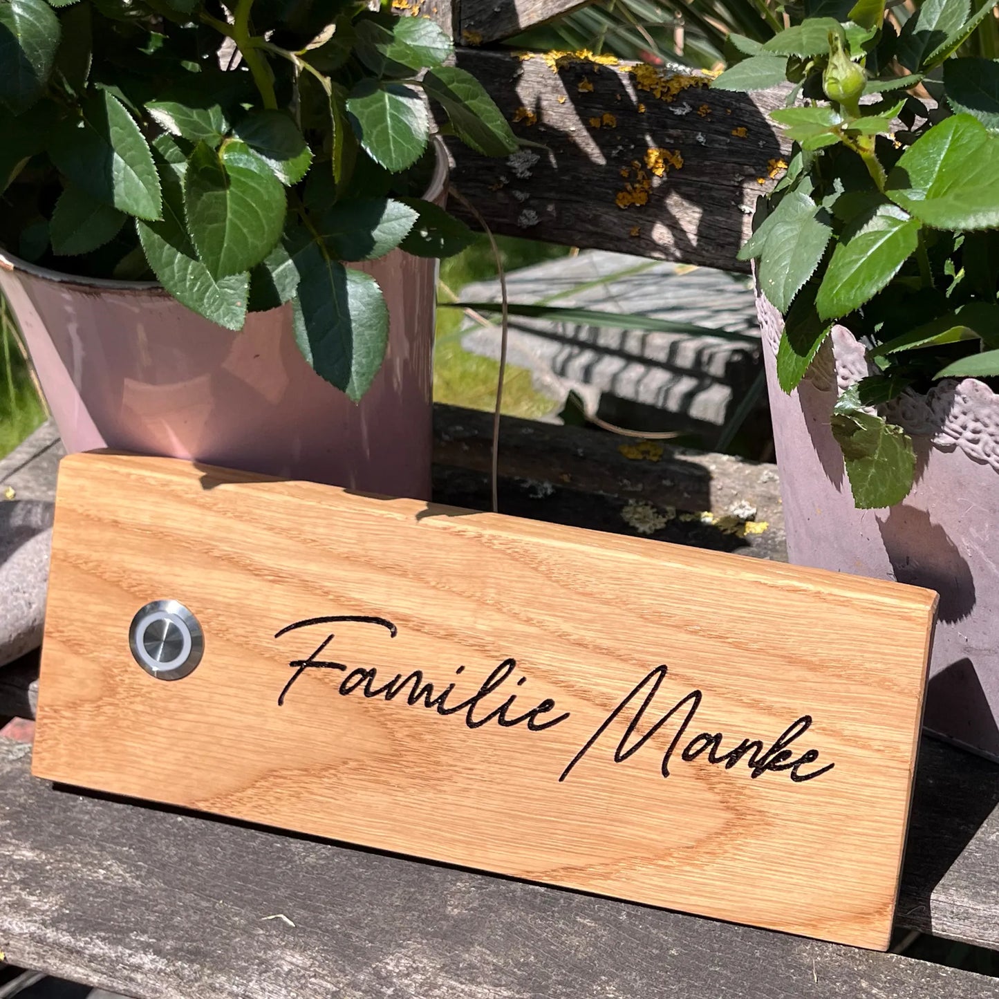 Edles Klingelschild aus Eiche - Querformat - Jeske Design