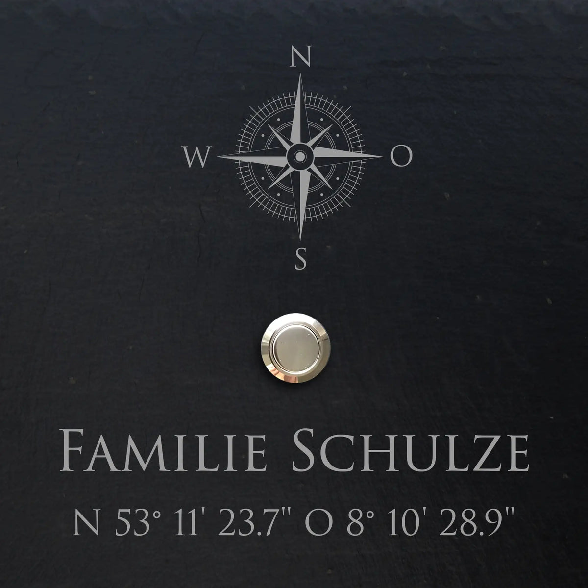 Personalisiertes Klingelschild aus Schiefer - Motiv KOMPASS - Jeske Design