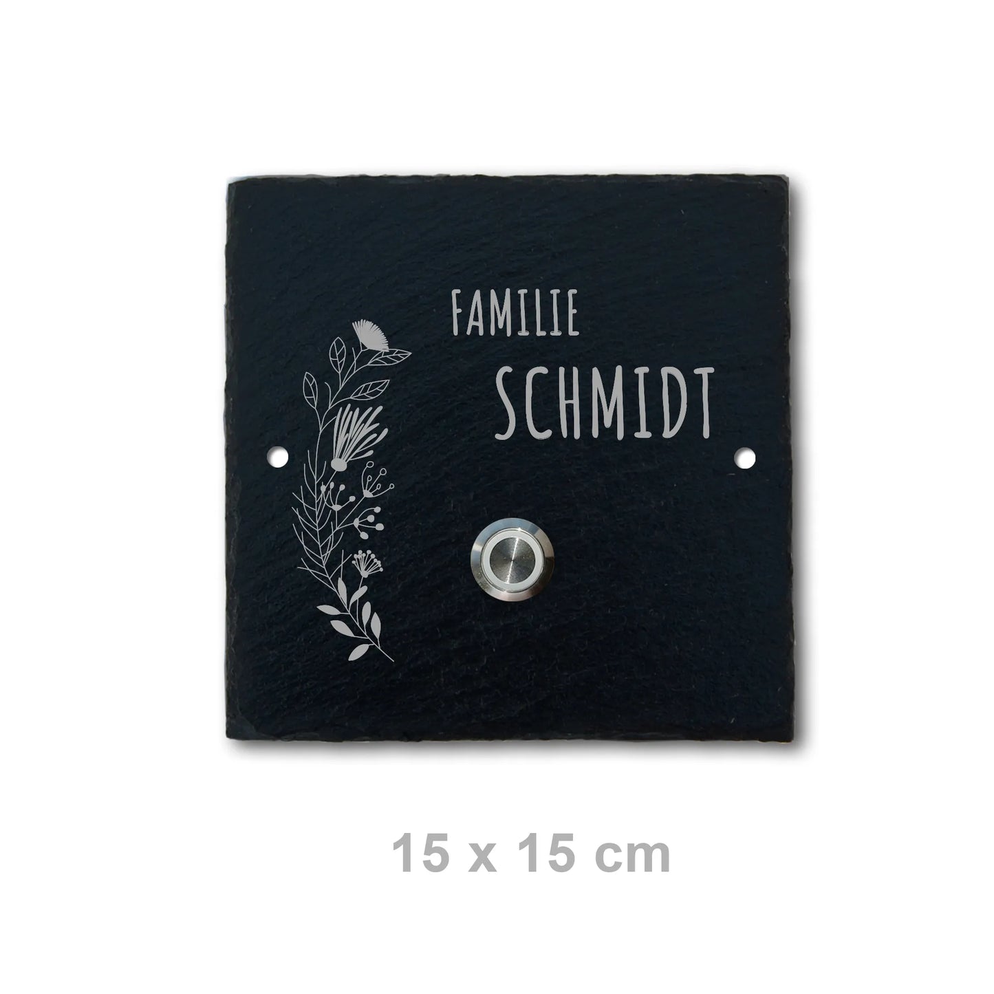 Klingelschild aus Schiefer - Motiv FLORALseite - Jeske Design