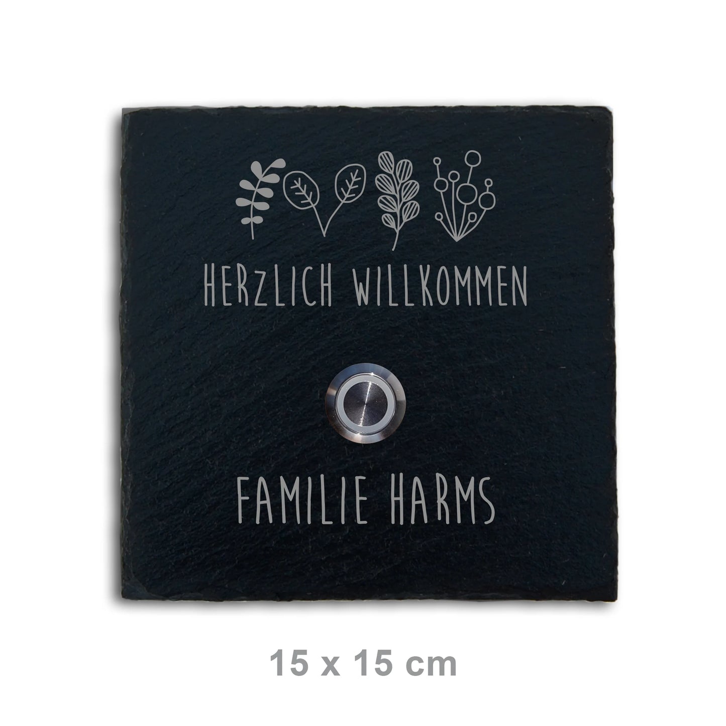 Klingelschild aus Schiefer - Motiv HARMS - Jeske Design