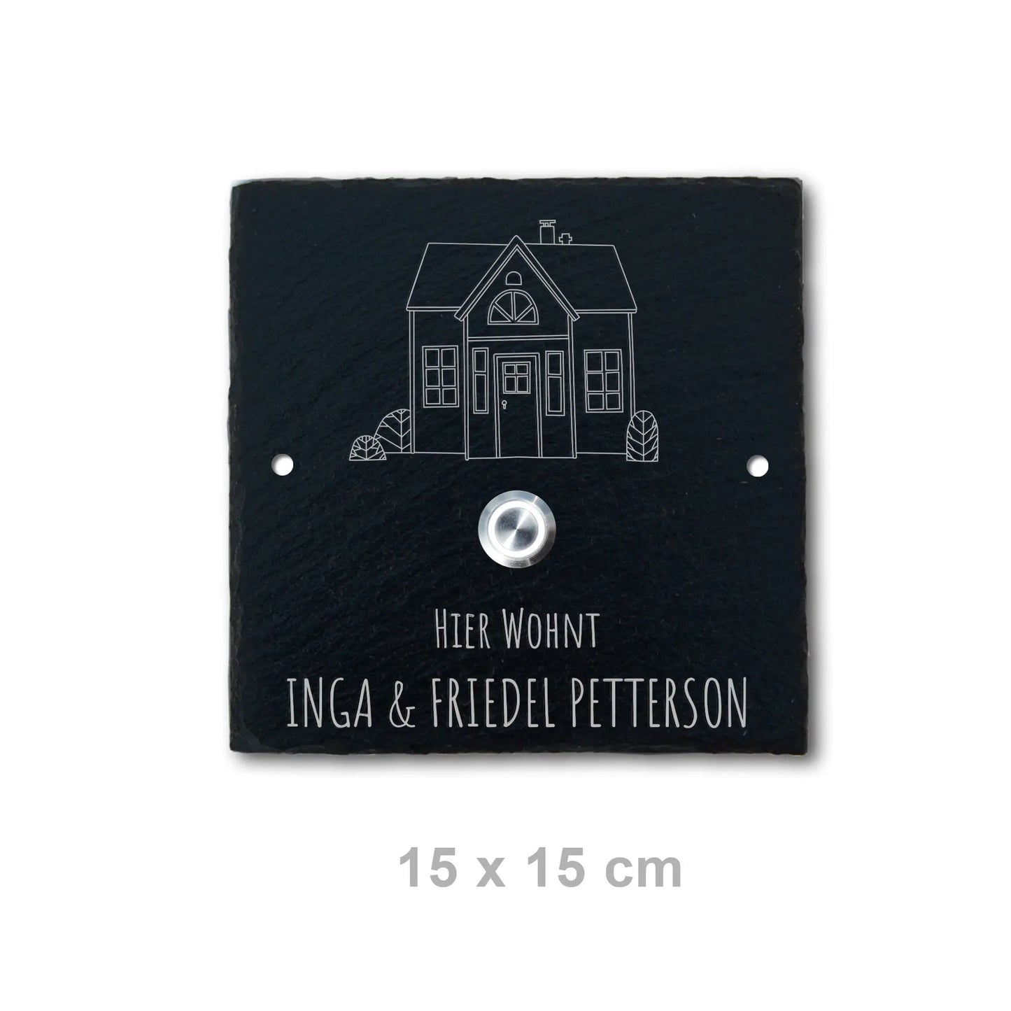 Klingelschild aus Schiefer - Motiv SCHWEDENHAUS - Jeske Design