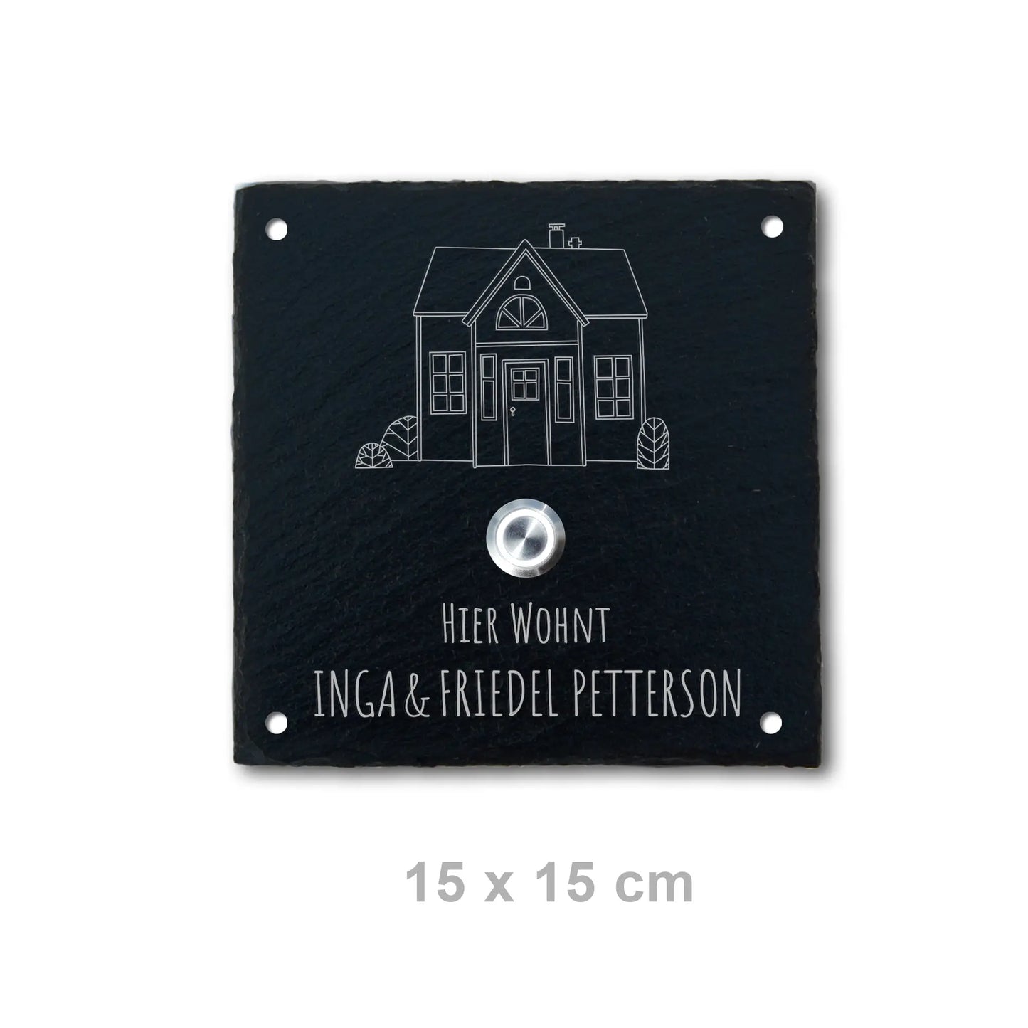 Klingelschild aus Schiefer - Motiv SCHWEDENHAUS - Jeske Design