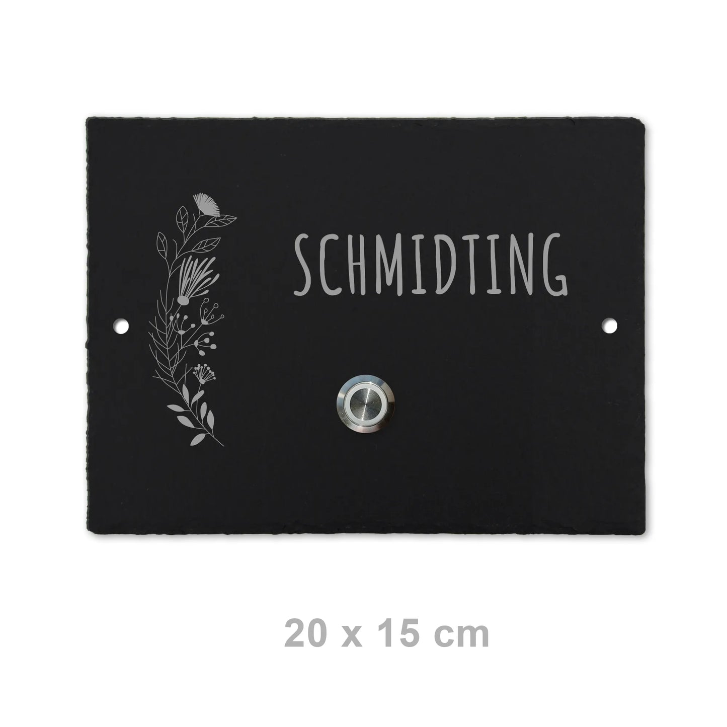 Klingelschild aus Schiefer - Motiv FLORALseite - Jeske Design