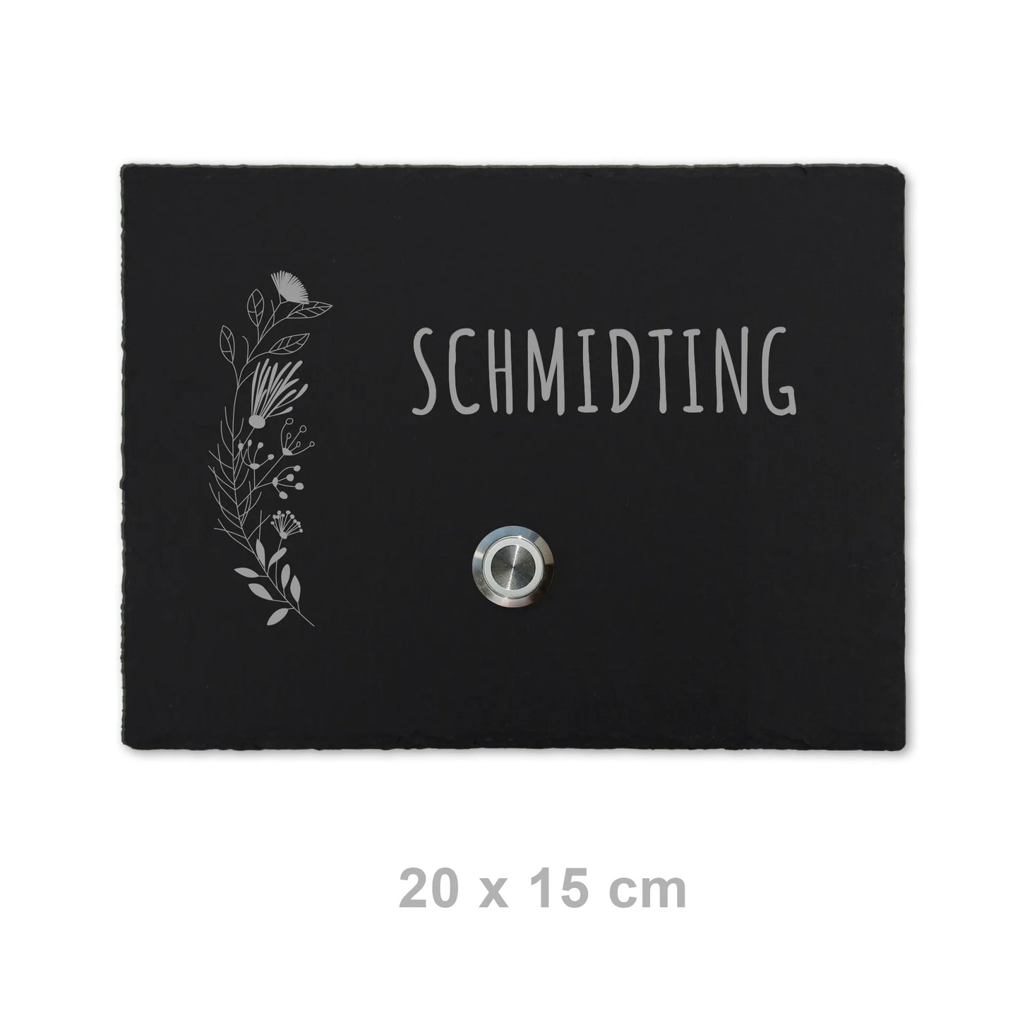 Klingelschild aus Schiefer - Motiv FLORALseite - Jeske Design