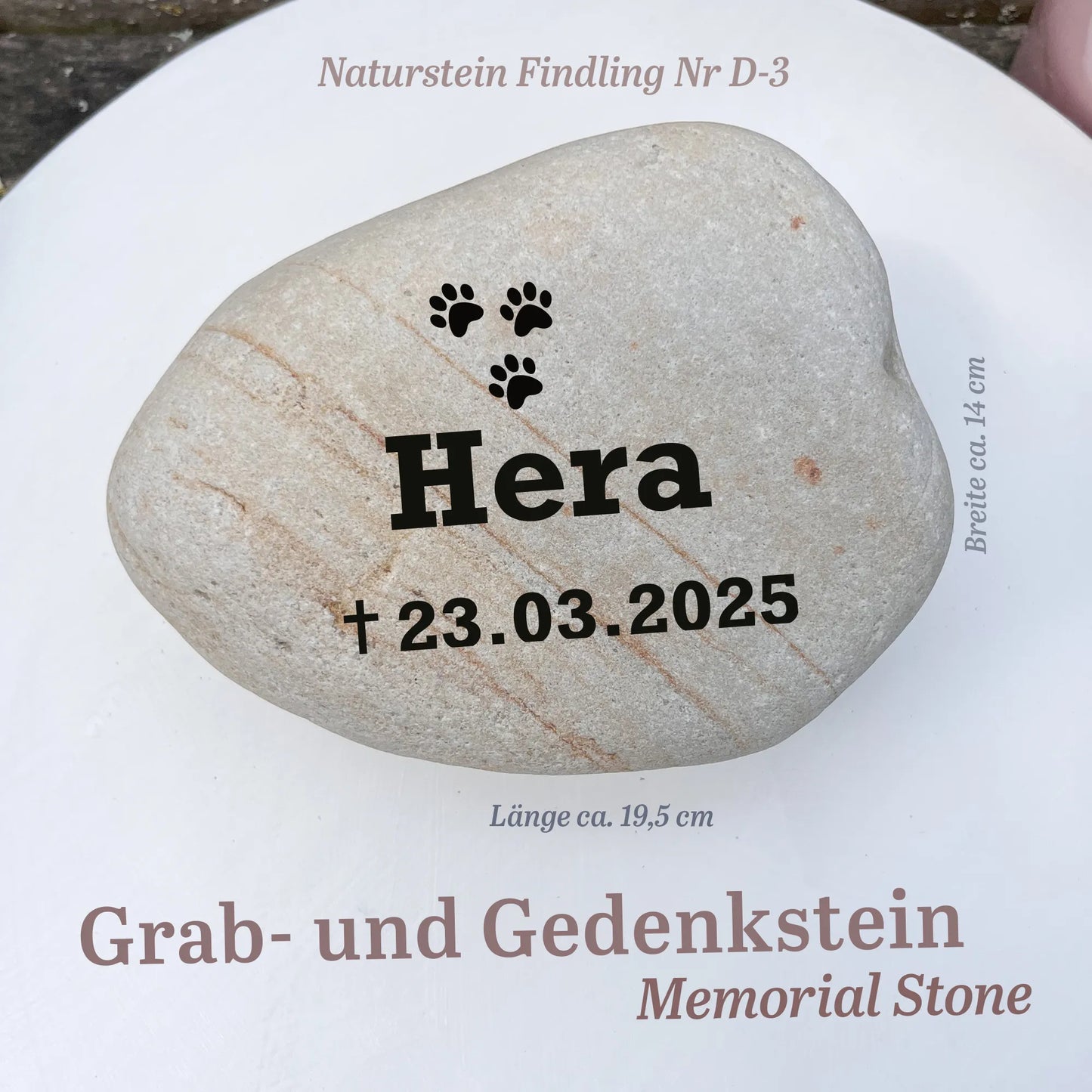 Tiergrabstein für Hunde & Katzen aus Naturstein - Stein Nr. D-3 - Jeske Design