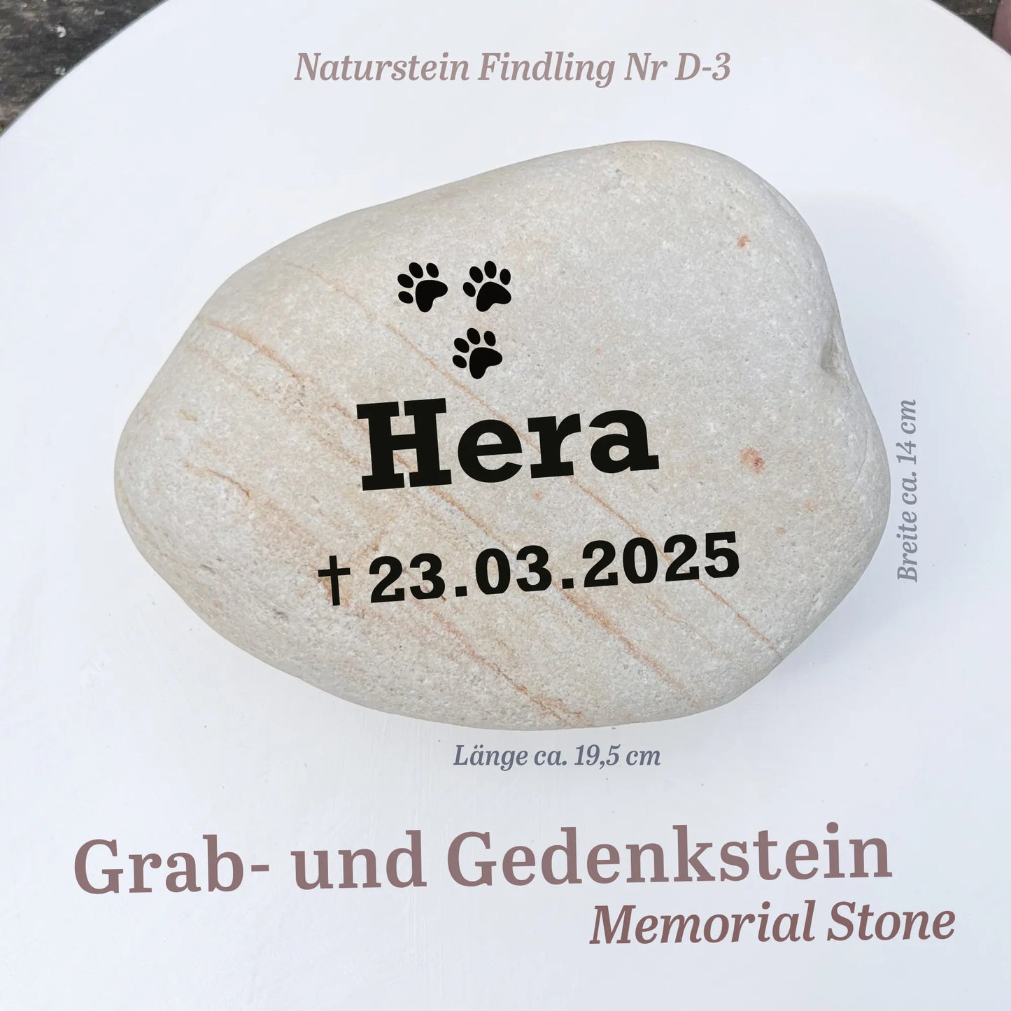 Tiergrabstein für Hunde & Katzen aus Naturstein - Stein Nr. D-3 - Jeske Design