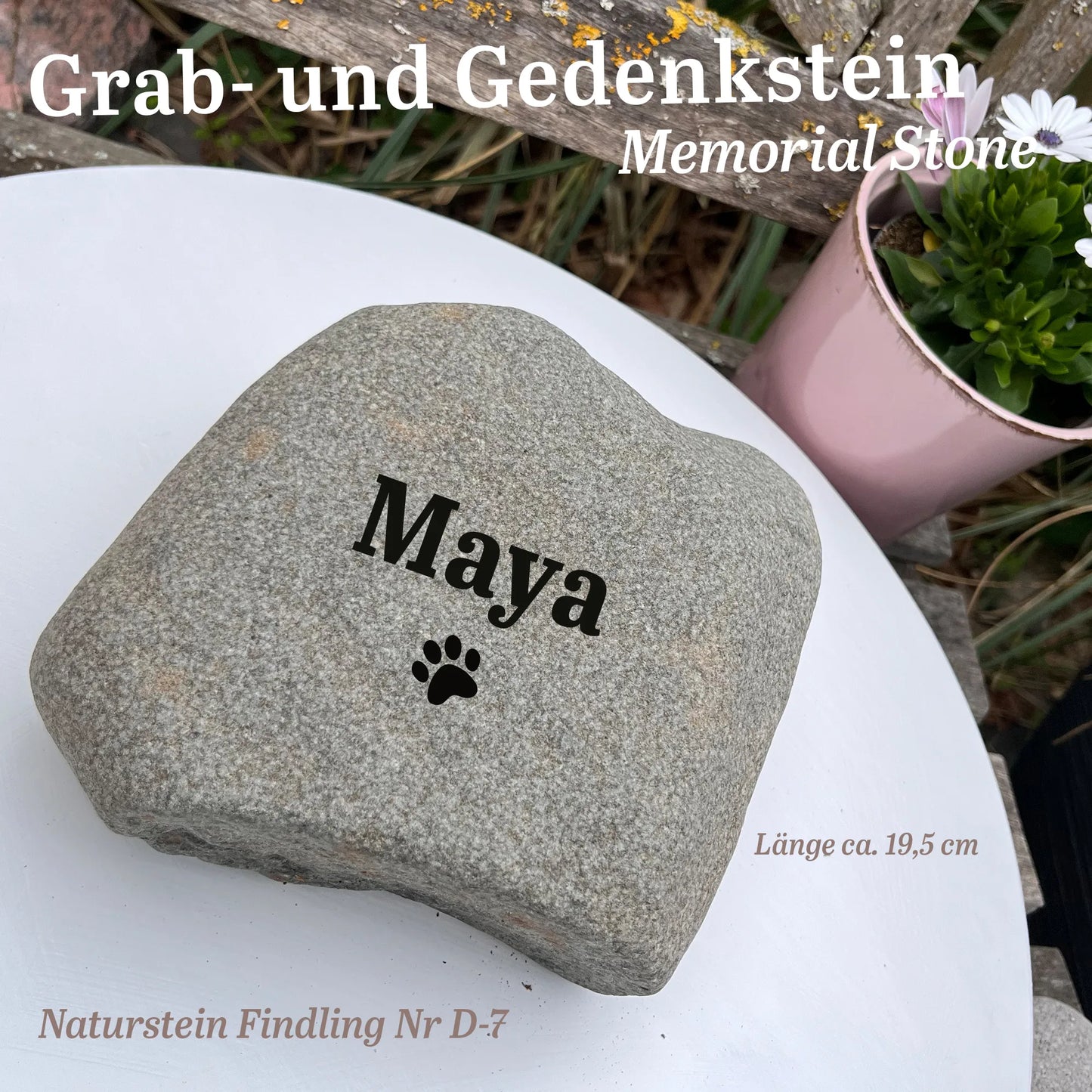 Tiergrabstein für Hunde & Katzen aus Naturstein - Stein Nr. D-7 - Jeske Design
