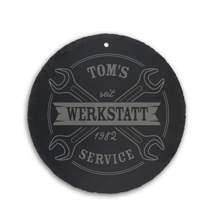 WERKSTATT - Personalisiertes Schieferschild für KFZ Bastler - Jeske Design
