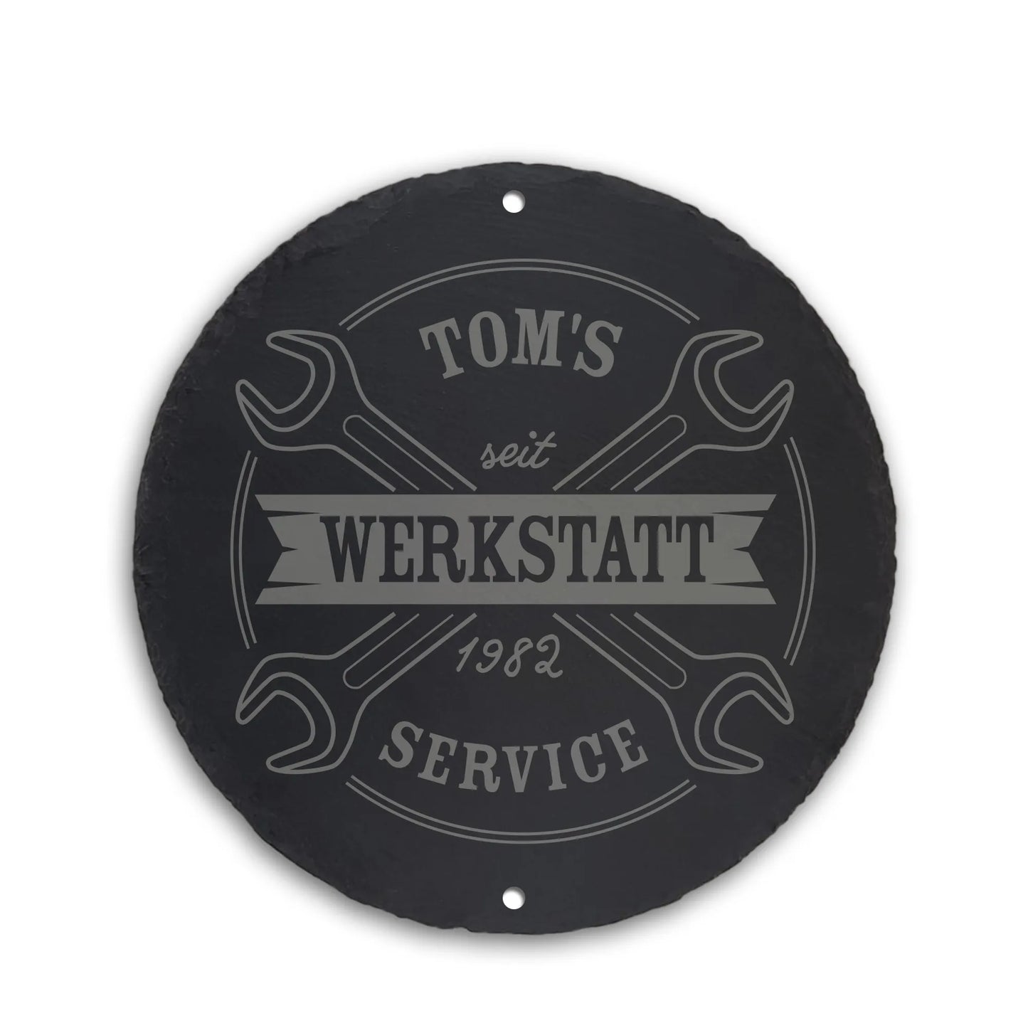 WERKSTATT - Personalisiertes Schieferschild für KFZ Bastler - Jeske Design